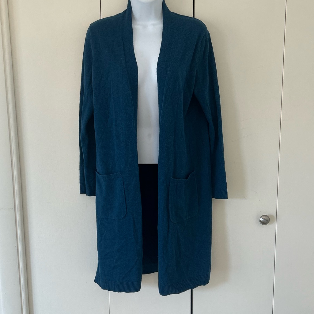 J. Jill Cotton Blend Open Front Cardigan Pockets S